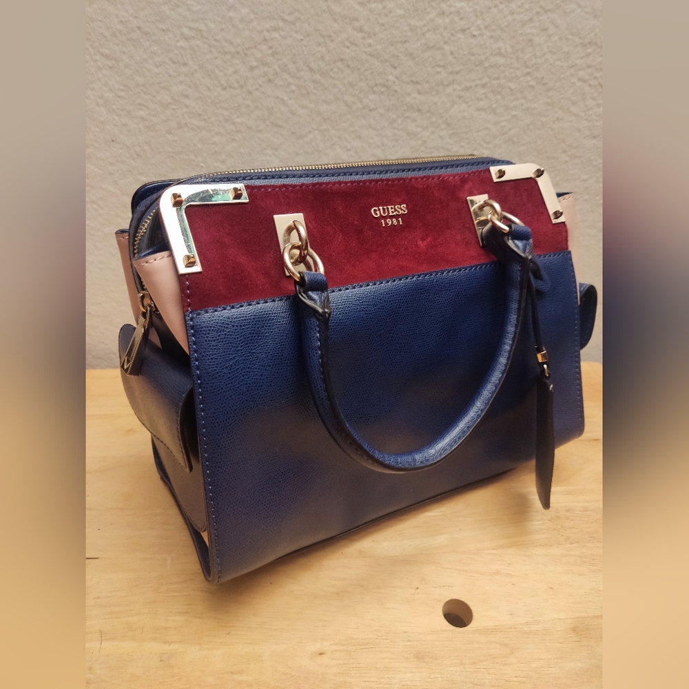 Guess Women's Blue and Red Handbag